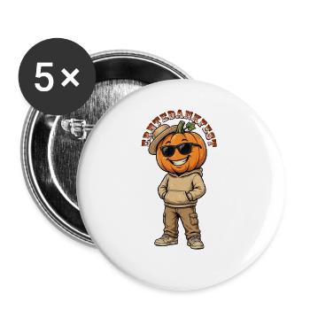 Thanksgiving Cool, Casual Pumpkin in Street Style - Buttons large 2.2''/56 mm (5-pack) - white - Front
