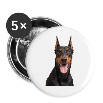Dobermann-Hundeporträt - Buttons groß 56 mm (5er Pack) - Weiß - Vorne