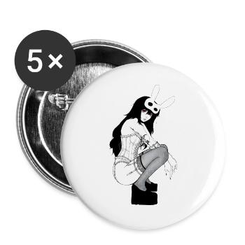 Gothischer Bunny Korsett - Buttons groß 56 mm (5er Pack) - Weiß - Vorne