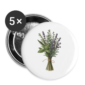 Kräuterstrauss – Botanical Vintage - Buttons groß 56 mm (5er Pack) - Weiß - Vorne