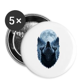 Celtic Wolves Vollmond-Design. - Buttons groß 56 mm (5er Pack) - Weiß - Vorne
