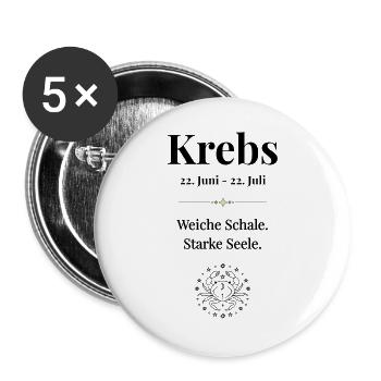 Sternzeichen Krebs - Buttons groß 56 mm (5er Pack) - Weiß - Vorne