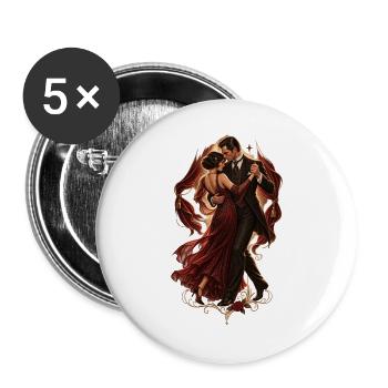 Elegantes 1920er Tanzpaar in Rot und Gold - Buttons groß 56 mm (5er Pack) - Weiß - Vorne