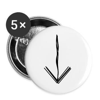 Pfeil nach unten handgezeichnet - Buttons groß 56 mm (5er Pack) - Weiß - Vorne