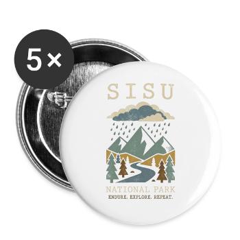 Inhalt Nationalpark Erkunden Wiederholen - Buttons groß 56 mm (5er Pack) - Weiß - Vorne
