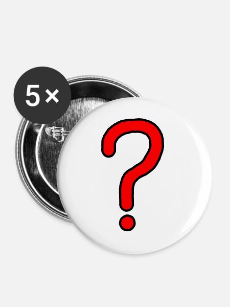 Fragezeichen Design - Buttons groß 56 mm (5er Pack) - Weiß