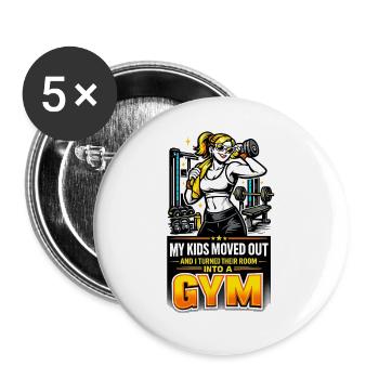 Empty Nester Kinderzimmer zum Gym - Buttons groß 56 mm (5er Pack) - Weiß - Vorne