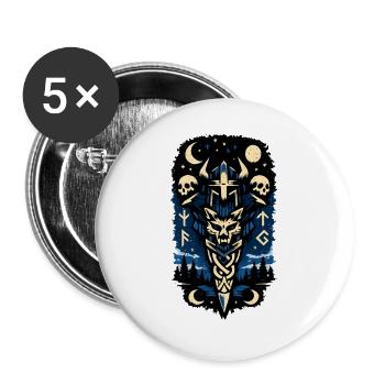 Nachtwald Wächter Sigil - Buttons groß 56 mm (5er Pack) - Weiß - Vorne