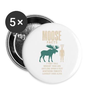 Moose Fakten Tierrekord Größenvergleich Tafel - Buttons groß 56 mm (5er Pack) - Weiß - Vorne