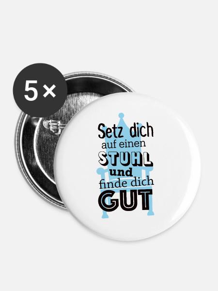 Finde dich gut - Buttons groß 56 mm (5er Pack) - Weiß