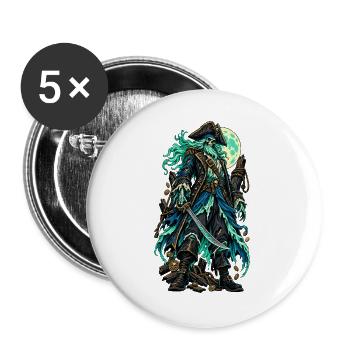 Geisterpirat mit Tealflammen - Buttons groß 56 mm (5er Pack) - Weiß - Vorne