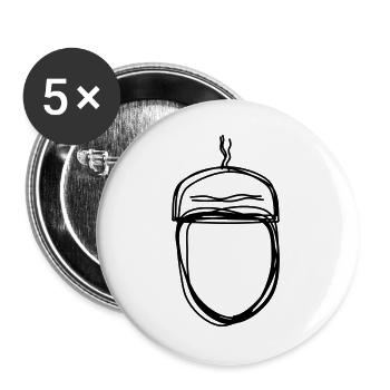 Eichel handgezeichnet - Buttons groß 56 mm (5er Pack) - Weiß - Vorne