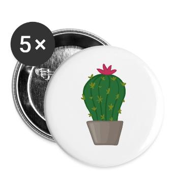 Kaktusblüte im Topf - Buttons groß 56 mm (5er Pack) - Weiß - Vorne