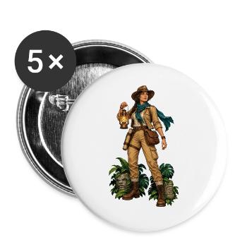 Dschungelpfad Entdeckerin - Buttons groß 56 mm (5er Pack) - Weiß - Vorne