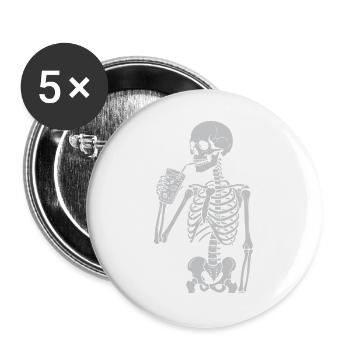 Skelett, das Strohhalm schlürft, Kunst - Buttons groß 56 mm (5er Pack) - Weiß - Vorne