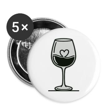 Weinliebhaber lustige Weinglas-Weinverkostung - Buttons groß 56 mm (5er Pack) - Weiß - Vorne