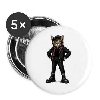  UK Katze Ska-Reggae Rockmusik Ska-Punk - Buttons groß 56 mm (5er Pack) - Weiß - Vorne