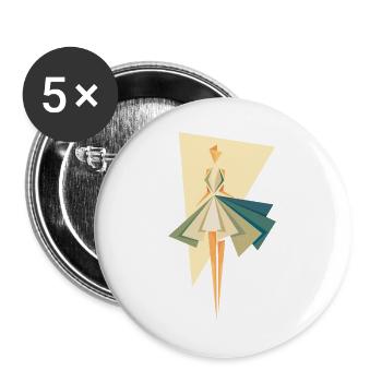 Abstrakte Modefigur – Geometrische Fashion Illustr - Buttons groß 56 mm (5er Pack) - Weiß - Vorne