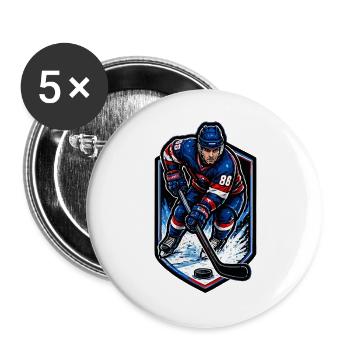 Eisjäger 86 – Hockey-Action - Buttons groß 56 mm (5er Pack) - Weiß - Vorne
