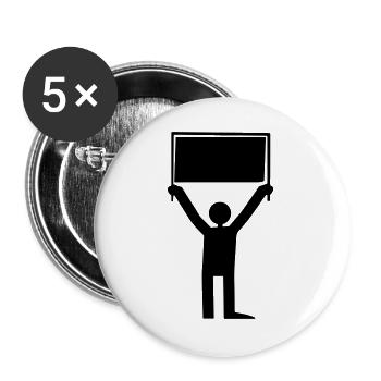 Mann mit Schild - Buttons groß 56 mm (5er Pack) - Weiß - Vorne