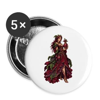 Vine Queen im Rubinroten Rokoko - Buttons groß 56 mm (5er Pack) - Weiß - Vorne