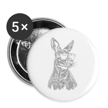 Känguru Skizze mit Sonnenbrille - Buttons groß 56 mm (5er Pack) - Weiß - Vorne