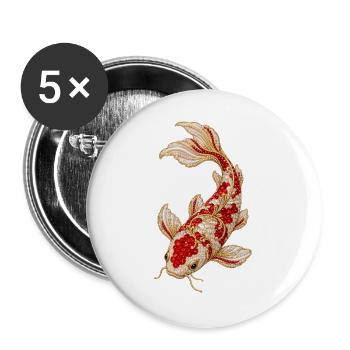 Koi-fische Japanische Koi-fische Koi-karpfen - Buttons groß 56 mm (5er Pack) - Weiß - Vorne