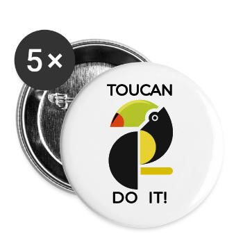 Abstrakter Tukan TOUCAN DO IT - Buttons groß 56 mm (5er Pack) - Weiß - Vorne