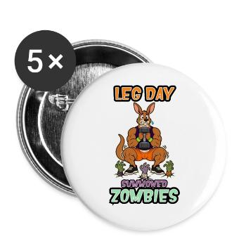 Bein-Tag Beschwörte Zombies Känguru-Arena - Buttons groß 56 mm (5er Pack) - Weiß - Vorne