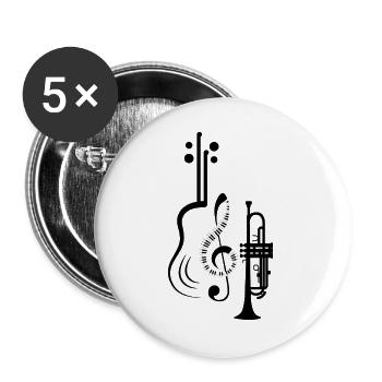 Musiknoten Musik Musiker Notenschlüssel Noten - Buttons groß 56 mm (5er Pack) - Weiß - Vorne