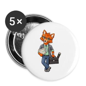 Cleverer Business Fuchs - Buttons groß 56 mm (5er Pack) - Weiß - Vorne