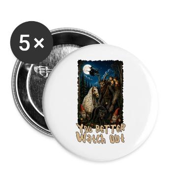 Du solltest besser aufpassen. Yule Cat Krampus Yule - Buttons groß 56 mm (5er Pack) - Weiß - Vorne