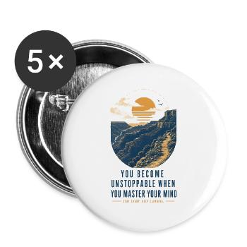 Motivational Quote – Motivation & Mindset - Buttons groß 56 mm (5er Pack) - Weiß - Vorne