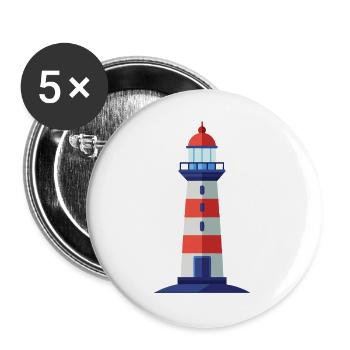 Leuchtturm - Buttons groß 56 mm (5er Pack) - Weiß - Vorne