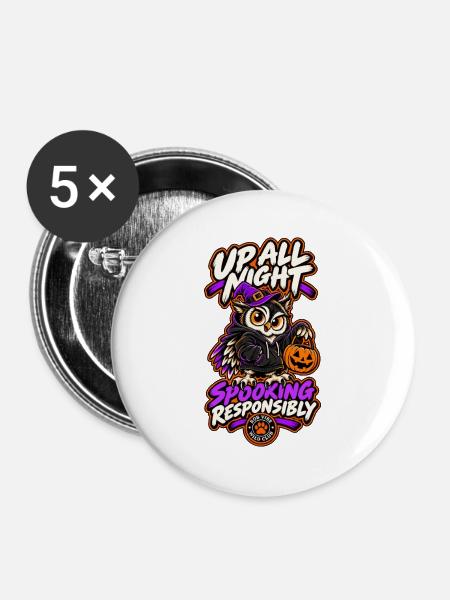 RobVibe Wildclub – Halloween-Hexeneule - Buttons groß 56 mm (5er Pack) - Weiß