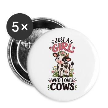 Just A Girl Who Loves Cows Farm Animal Lover Art - Buttons groß 56 mm (5er Pack) - Weiß - Vorne