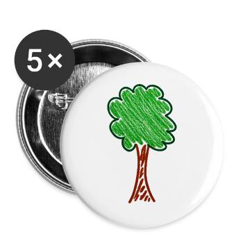 Wachsmalwaldbaum - Buttons groß 56 mm (5er Pack) - Weiß - Vorne
