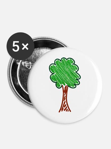 Wachsmalwaldbaum - Buttons groß 56 mm (5er Pack) - Weiß