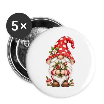 Süße Zwerge unter den Gnomen - Buttons groß 56 mm (5er Pack) - Weiß - Vorne