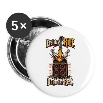 Rock Musik Metal Musik Gitarrenriff Gitarrist - Buttons groß 56 mm (5er Pack) - Weiß - Vorne