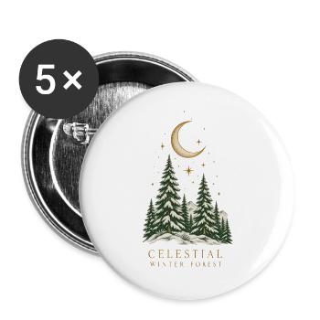 Himmlischer Winterwald - Buttons groß 56 mm (5er Pack) - Weiß - Vorne