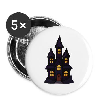 Spukschloss bei Nacht - Buttons groß 56 mm (5er Pack) - Weiß - Vorne