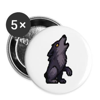 Mondwolf-Silhouette in Dunkler Palette - Buttons groß 56 mm (5er Pack) - Weiß - Vorne