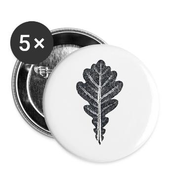 Eichenblatt / Botanischer Blätter - Abdruck - Buttons groß 56 mm (5er Pack) - Weiß - Vorne