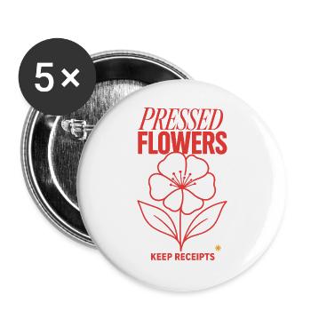 Blumen pressen – Pressed Flowers Keep Receipts - Buttons groß 56 mm (5er Pack) - Weiß - Vorne