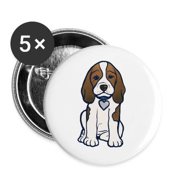 Illustration des Beagle-Herz-Welpen - Buttons groß 56 mm (5er Pack) - Weiß - Vorne