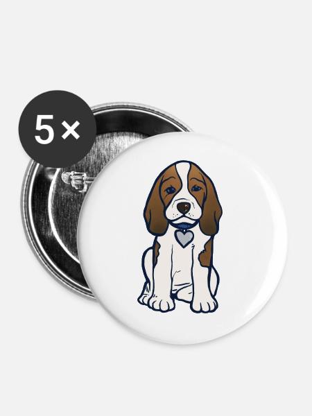 Illustration des Beagle-Herz-Welpen - Buttons groß 56 mm (5er Pack) - Weiß