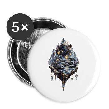 Sternenmoor im schwebenden Kristallterrarium - Buttons groß 56 mm (5er Pack) - Weiß - Vorne