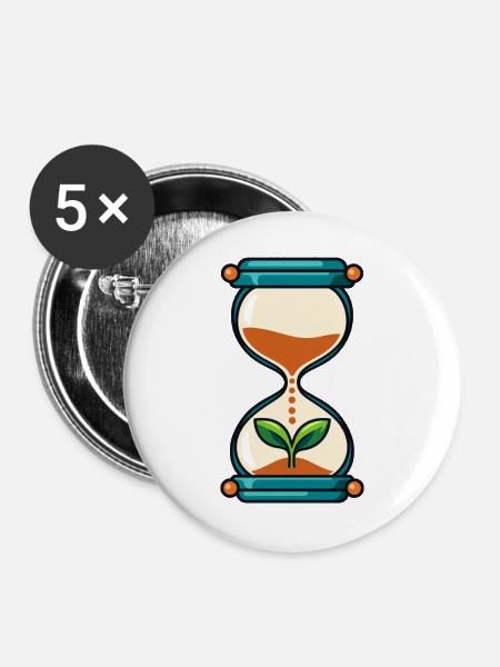 Sanduhrwachstum: Sämlingswachstum - Buttons groß 56 mm (5er Pack) - Weiß