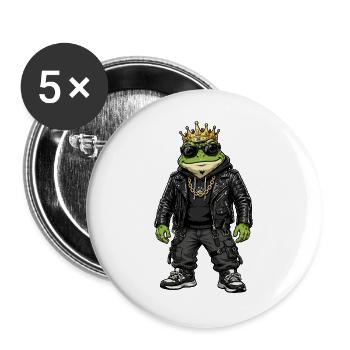 Crowned Frog Streetwear - Buttons groß 56 mm (5er Pack) - Weiß - Vorne